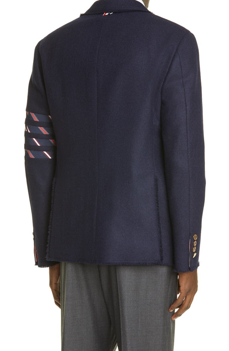 Thom Browne 4-Bar Frayed Wool Sport Coat, Alternate, color,
