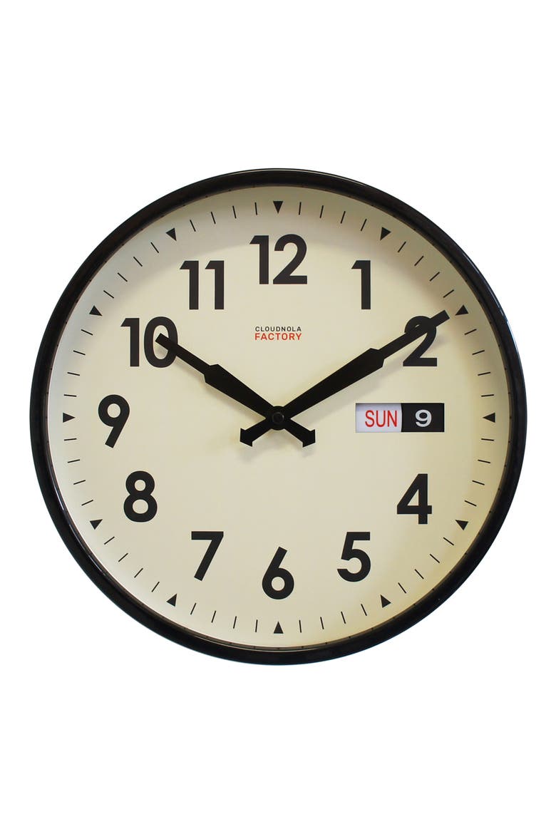 Date & Time Wall Clock, Main, color, BLACK