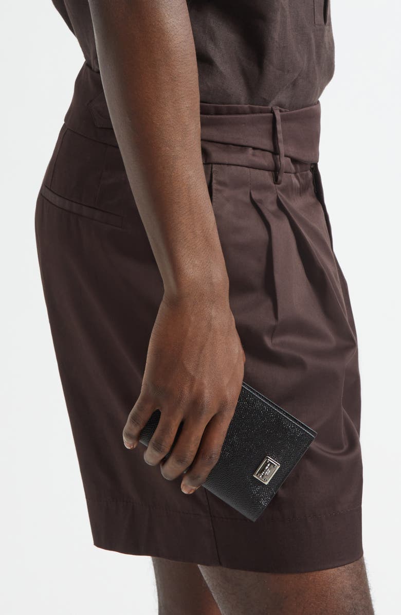 Dolce&Gabbana Logo Plaque Leather Passport Holder, Alternate, color, Black