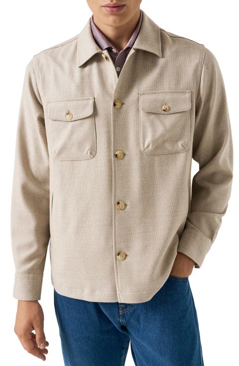 Woven Wool & Cashmere Button-Up Overshirt