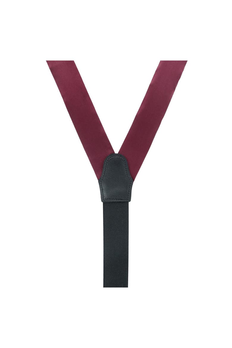 Sutton Solid Silk Suspenders, Alternate, color, BURGUNDY