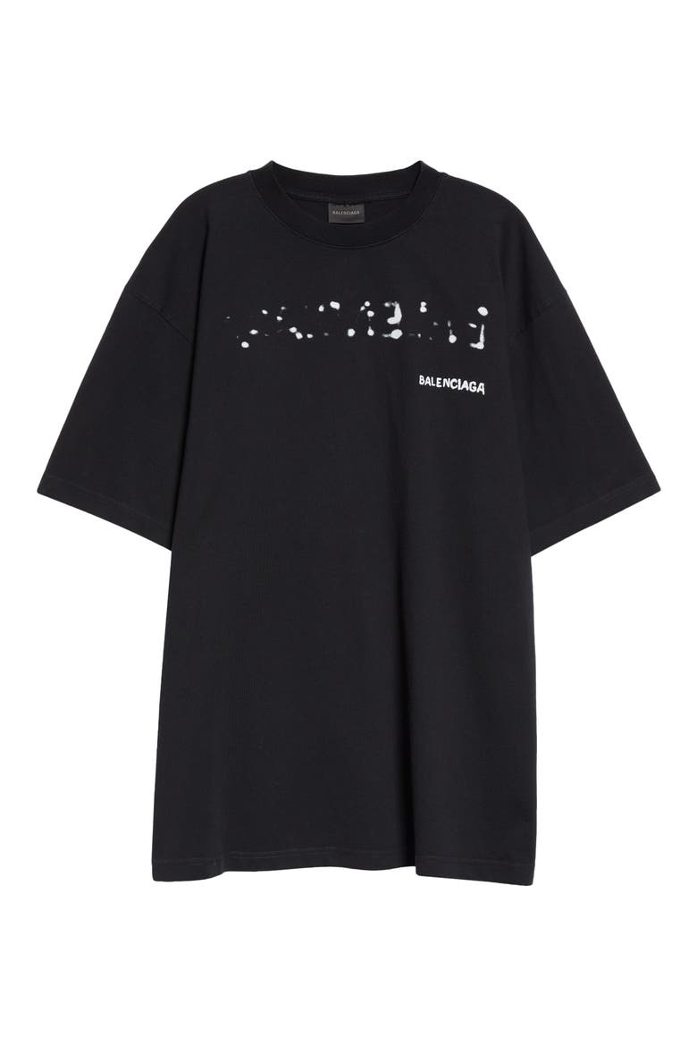 Hand Drawn Logo Oversize Cotton Graphic T-Shirt, Alternate, color, BLACK/ WHITE