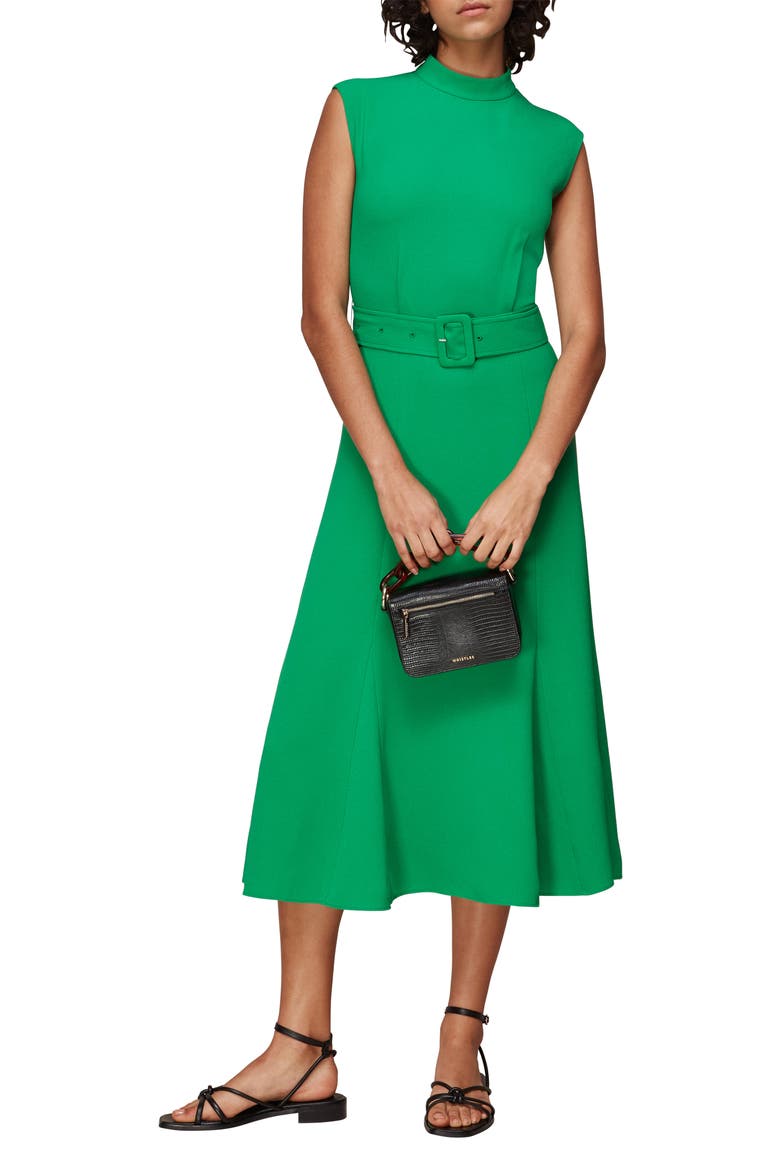Penny Belted Midi Dress, Main, color, GREEN