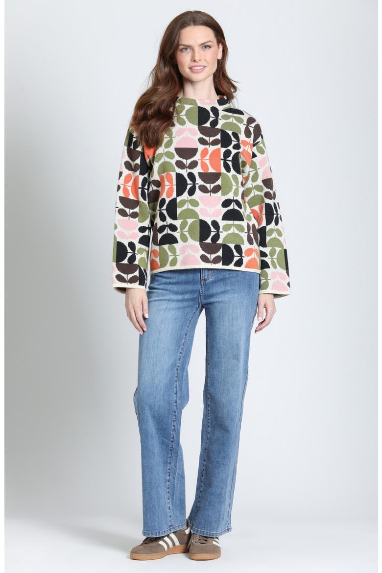 Funnel Neck Pullover Sweater, Alternate, color, TERRACOTTA GARDEN