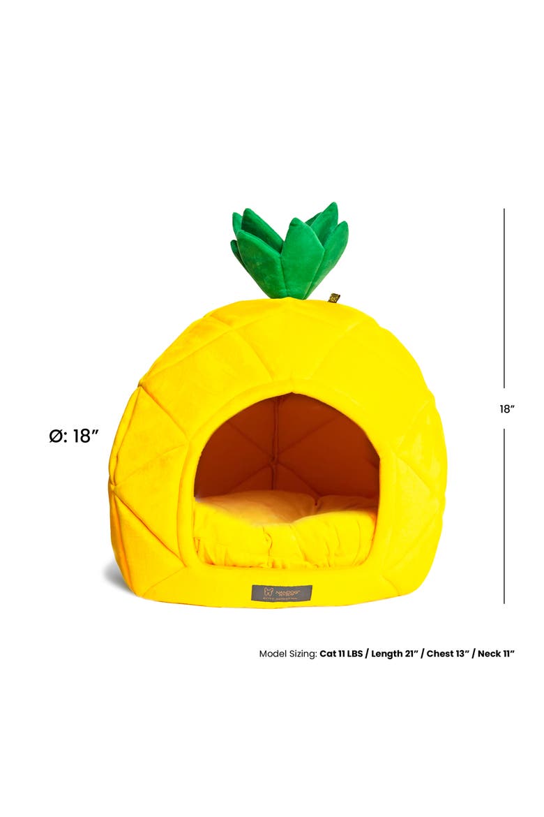 Fun Collection Dog and Cat Bed - Pineapple Prive, Alternate, color, Yellow