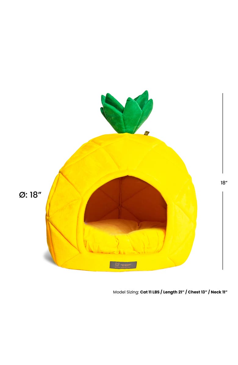 Nandog Pet Gear Fun Collection Dog and Cat Bed - Pineapple Prive, Alternate, color, Yellow