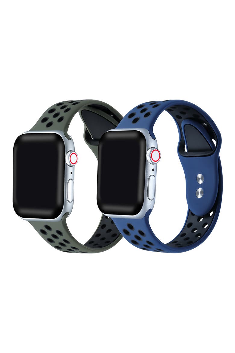 Breathable Silicone Sport Apple Watch Band - Set of 2, Alternate, color, OLIVE GREEN/ MIDNIGHT