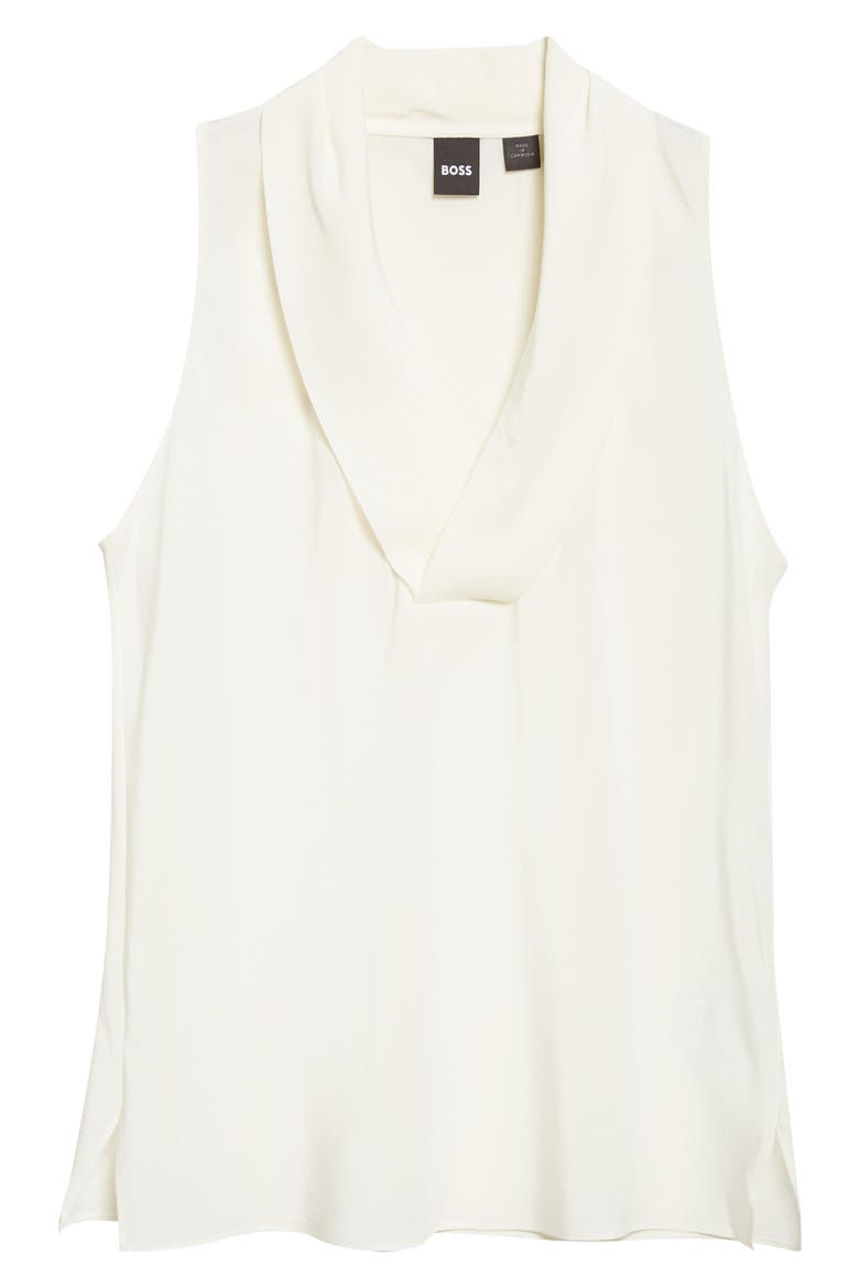 Bolaru Sleeveless Silk Shawl Collar Top, Alternate, color, SOFT CREAM