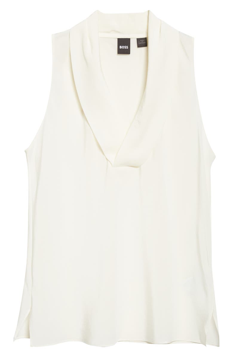 BOSS Bolaru Sleeveless Silk Shawl Collar Top, Main, color, Soft Cream