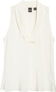 BOSS Bolaru Sleeveless Silk Shawl Collar Top