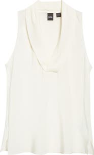 BOSS Bolaru Sleeveless Silk Shawl Collar Top
