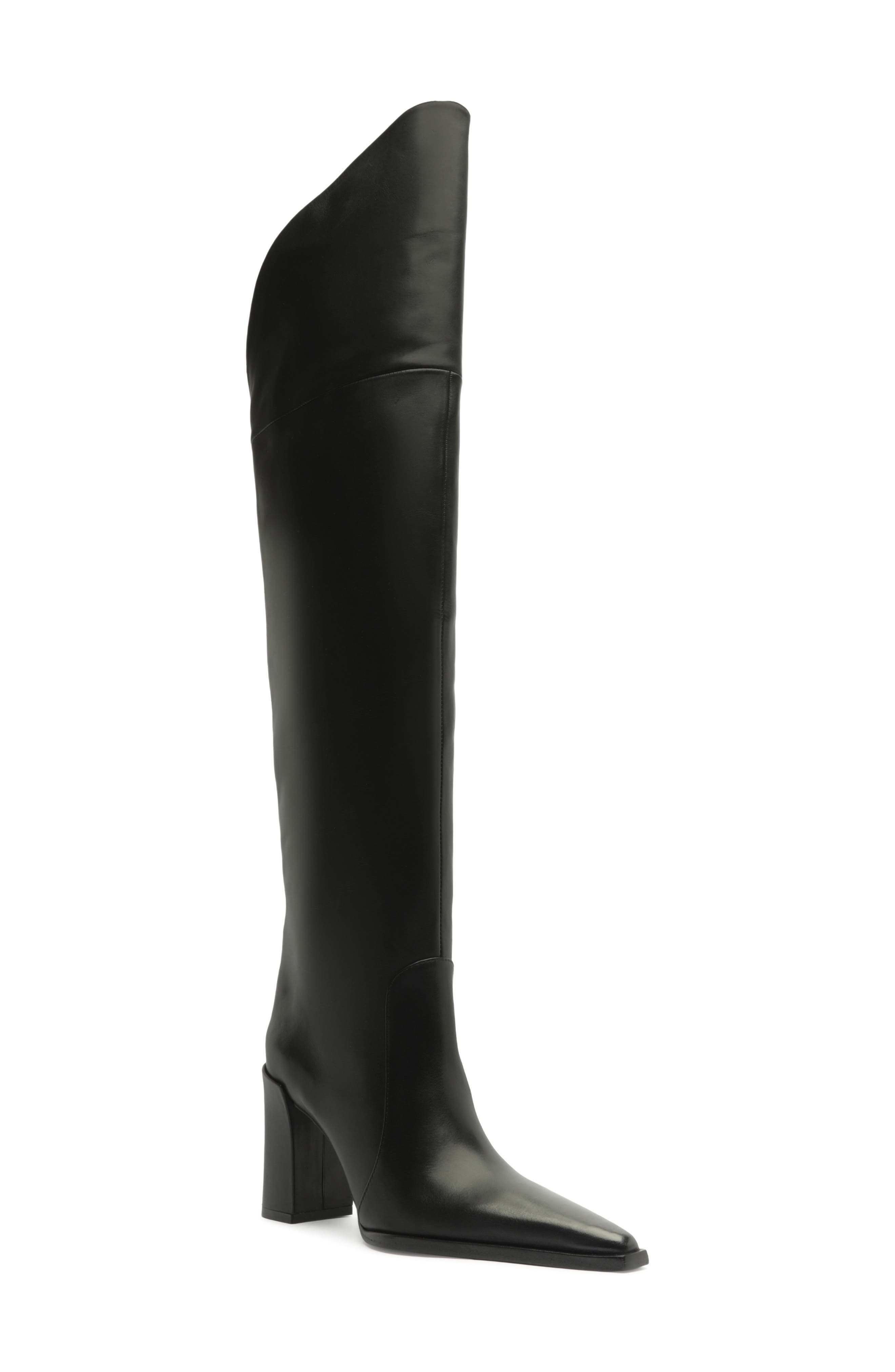 Raffaela Over the Knee Leather Boot, Main, color, BLACK