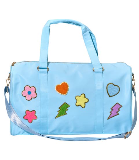 Duffle bag with heart patches