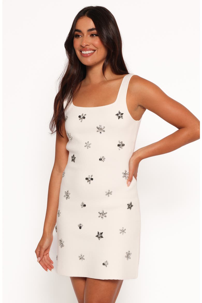 Murphy Crystal Flower Minidress, Alternate, color, CREAM