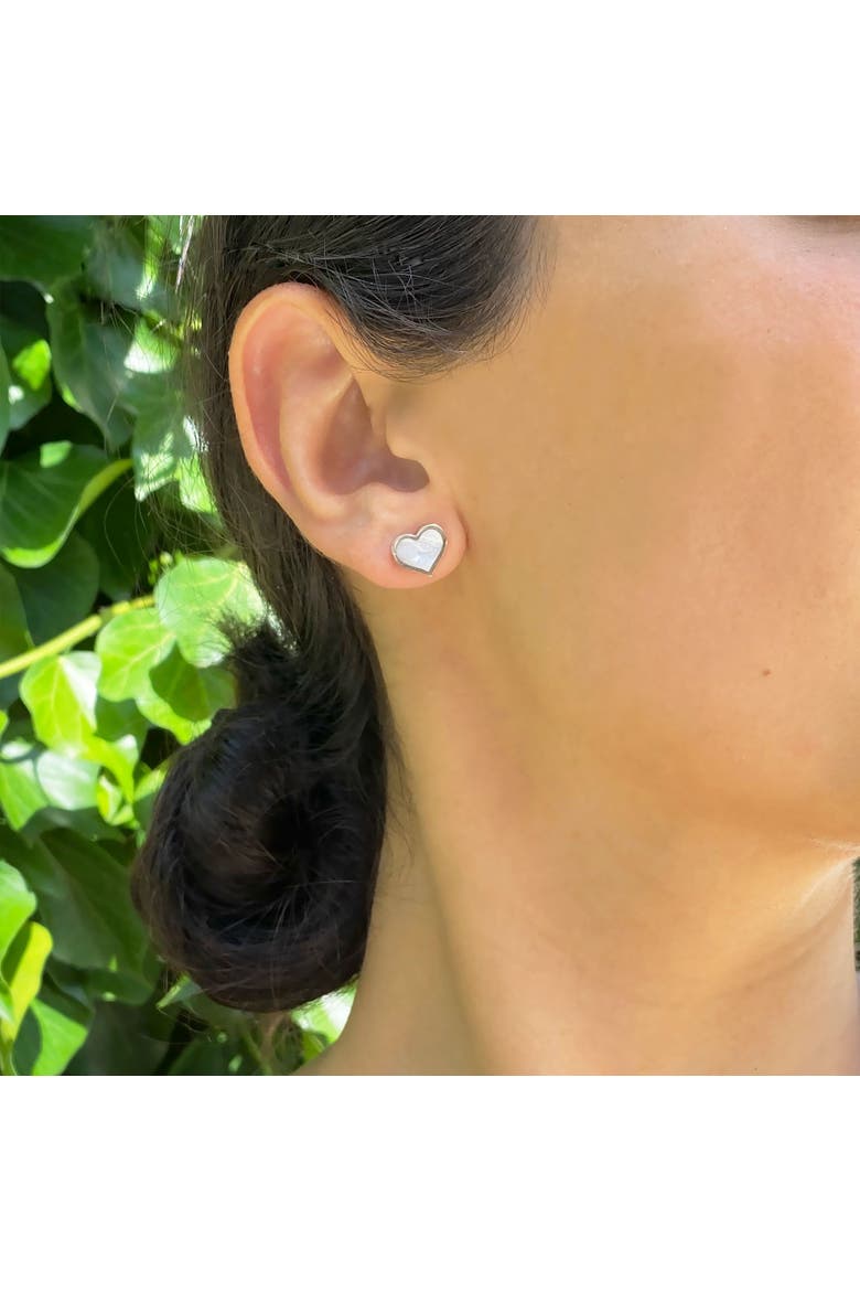 Large Mother of Pearl Heart Stud Earrings, Alternate, color, Mother of Pearl