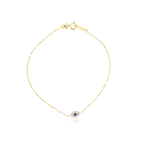 Mini Blue Sapphire Evil Eye Bracelet