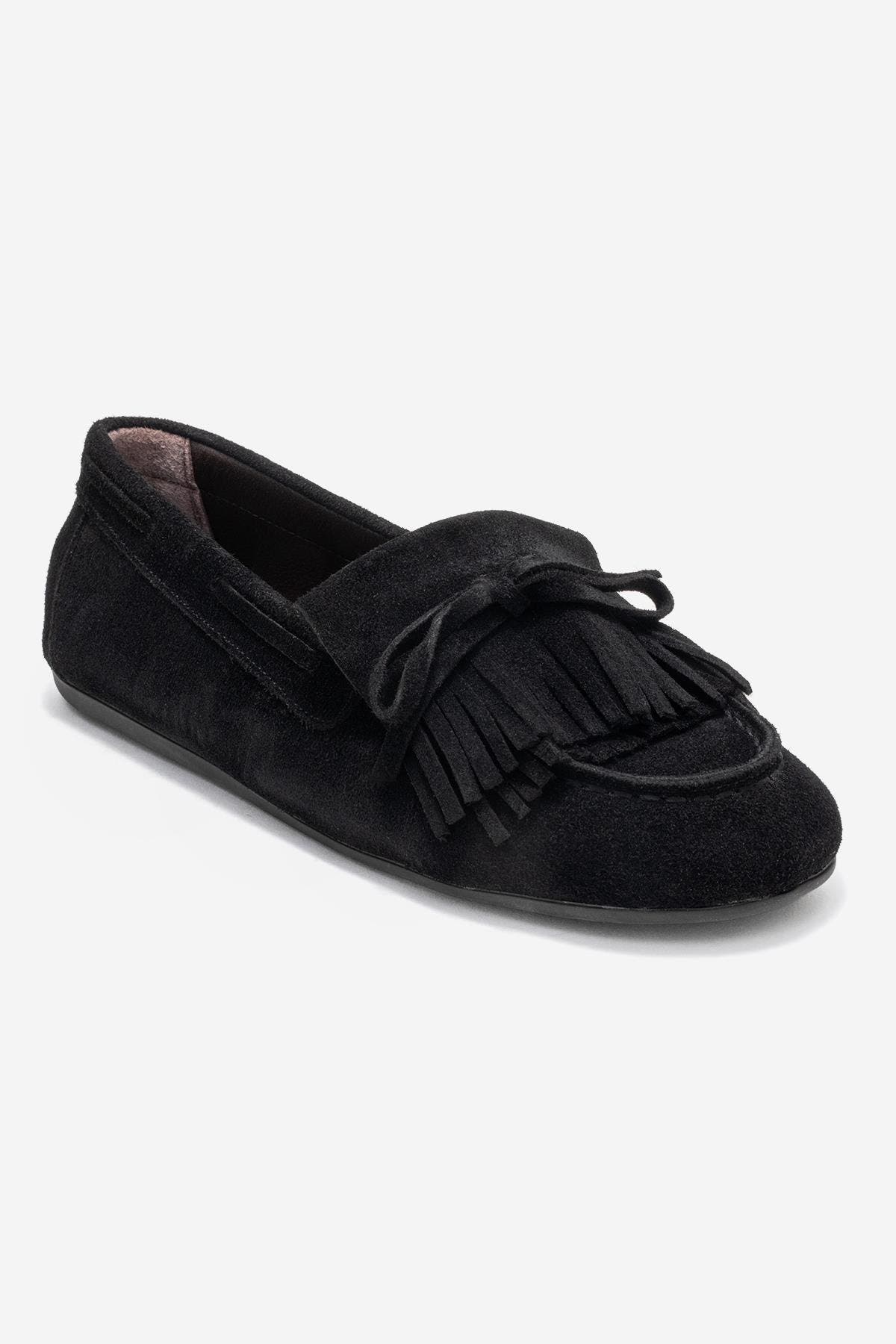 Forever & Always Shoes Axeli Leather Tassel Loafer, Main, color, Black Suede Leather