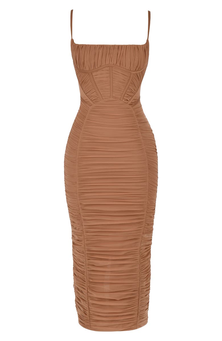 HOUSE OF CB Lilian Sleeveless Corset Body-Con Dress, Alternate, color, Mocha