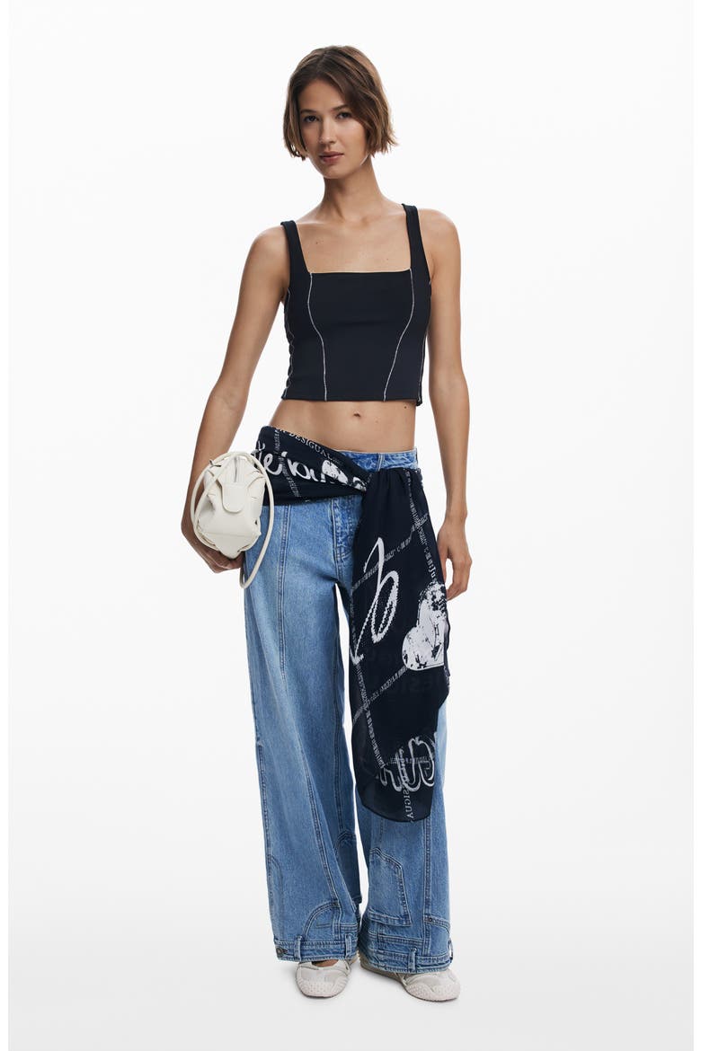 Exposed Seam Crop Tank, Alternate, color, BLACK