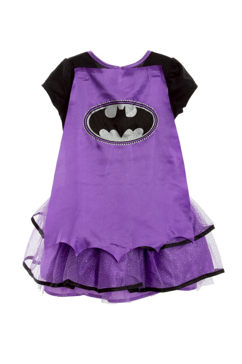 Justice League Dress and Leggings Set with Cape, Alternate, color, Batgirl Purple