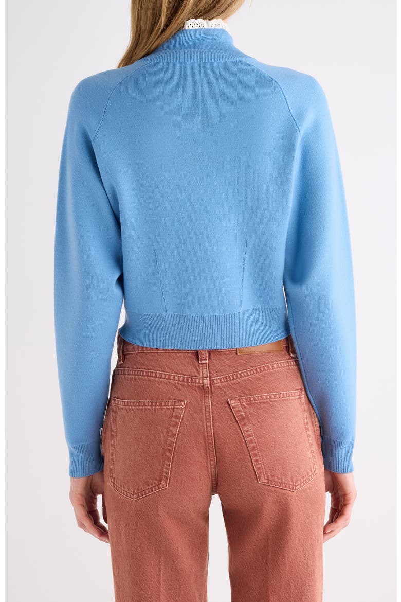 Lace Trim Half Placket Wool Sweater, Alternate, color, DREAM BLUE