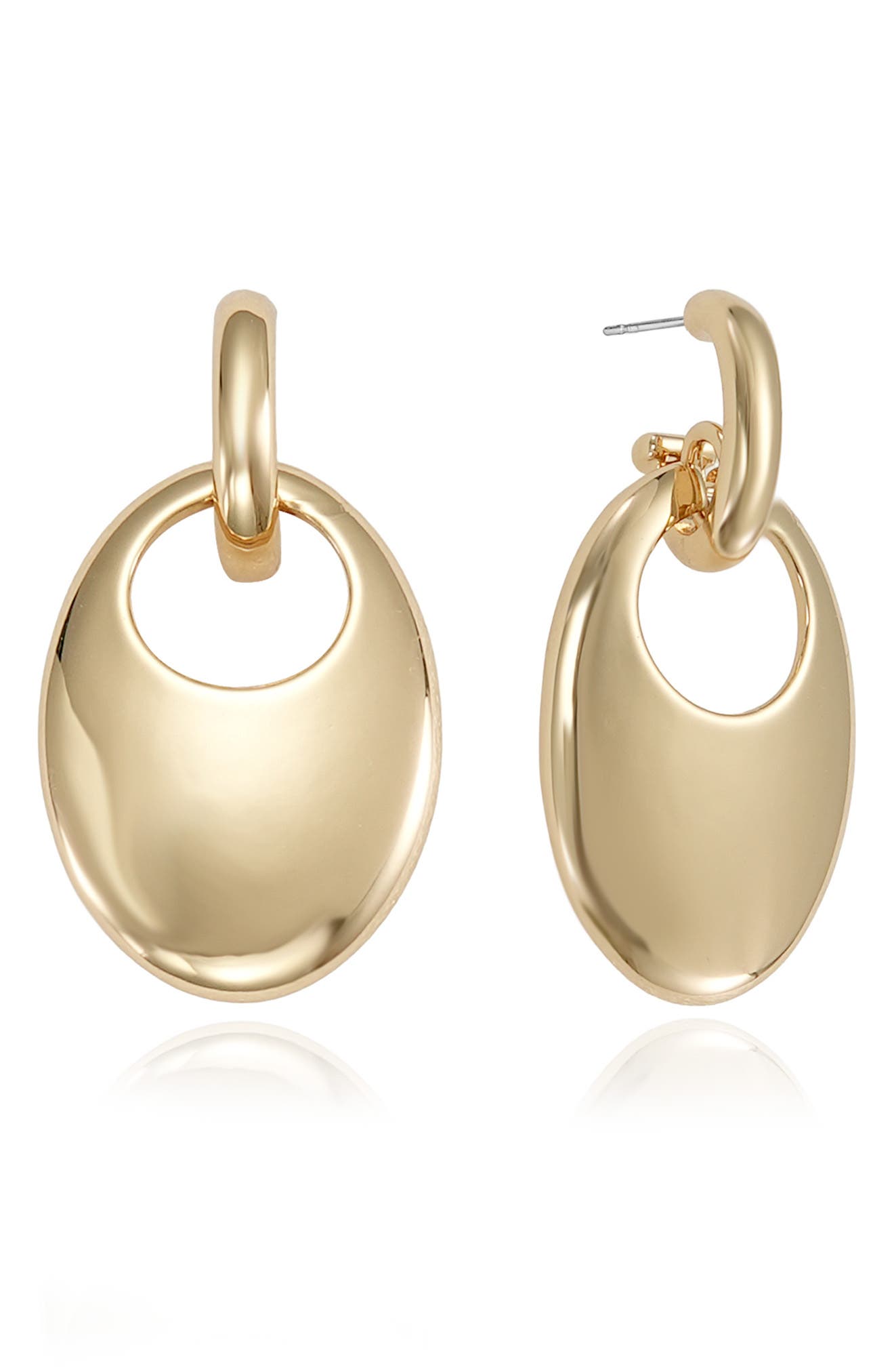 Ettika Smooth Oval Drop Hoop Earrings
