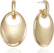 Ettika Smooth Oval Drop Hoop Earrings