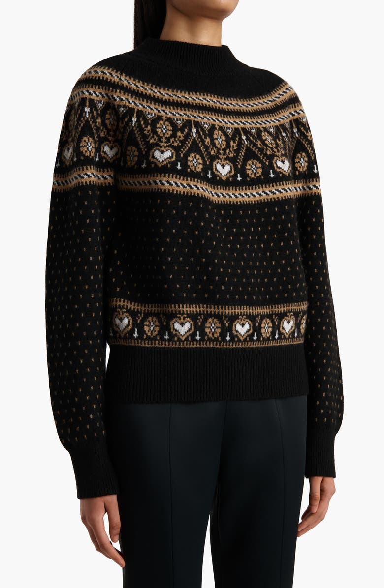 Khaite Guy Fair Isle Cashmere Sweater, Alternate, color, Black / Camel Multi