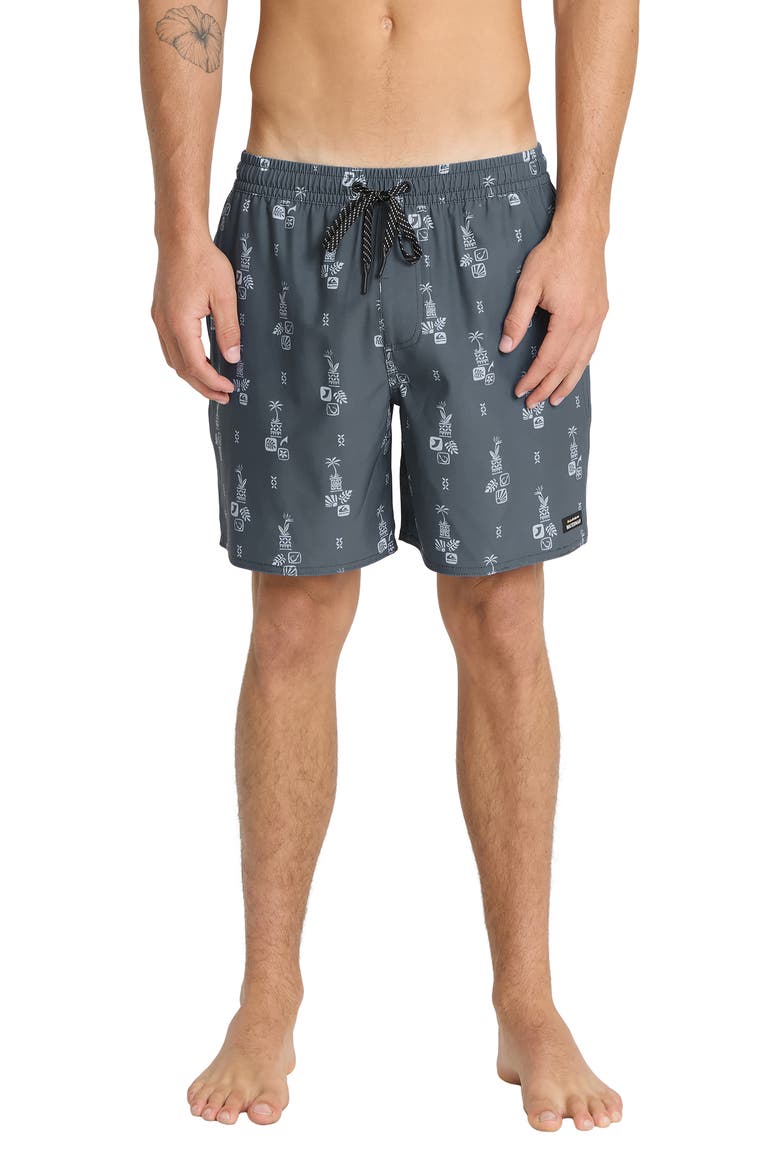 Mix Pack Print Swim Trunks, Main, color, DARK SLATE