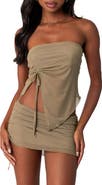 EDIKTED Joy Asymmetric Mesh Tube Top