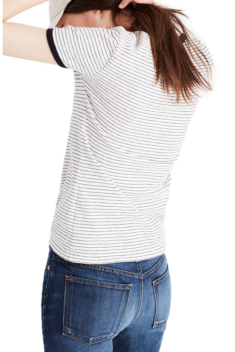 Stripe Recycled Cotton Ringer Tee, Alternate, color, NATURAL SEEDED