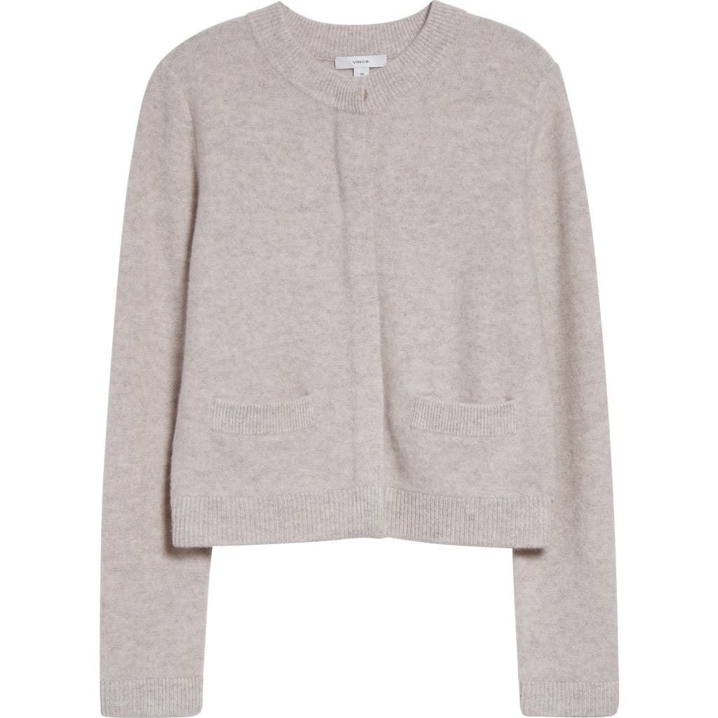 Vince Shrunken Boiled Cashmere Crewneck Cardigan In Gray