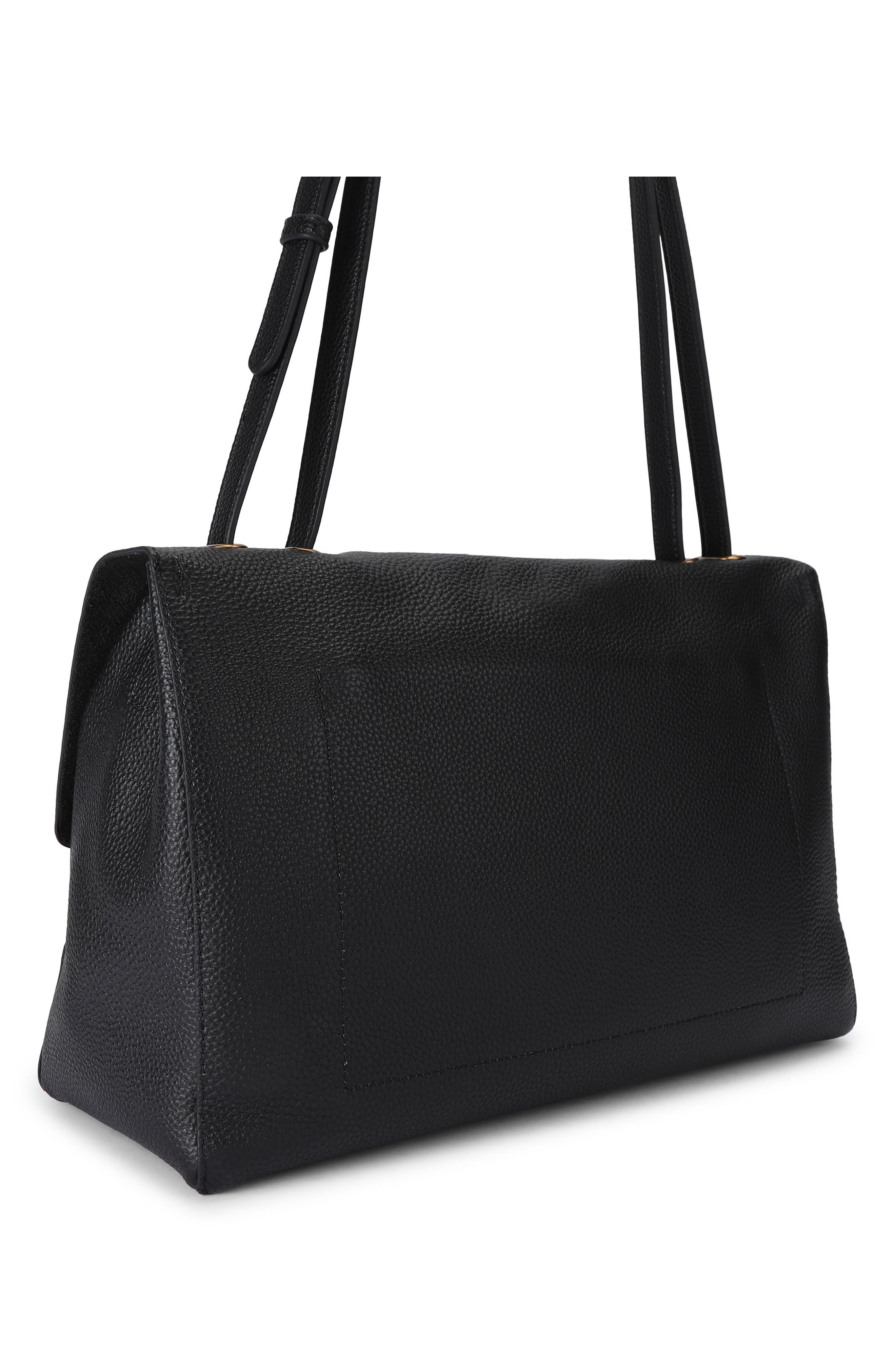 Chelsea Large Slouchy Leather Flap Bag, Alternate, color, BLACK