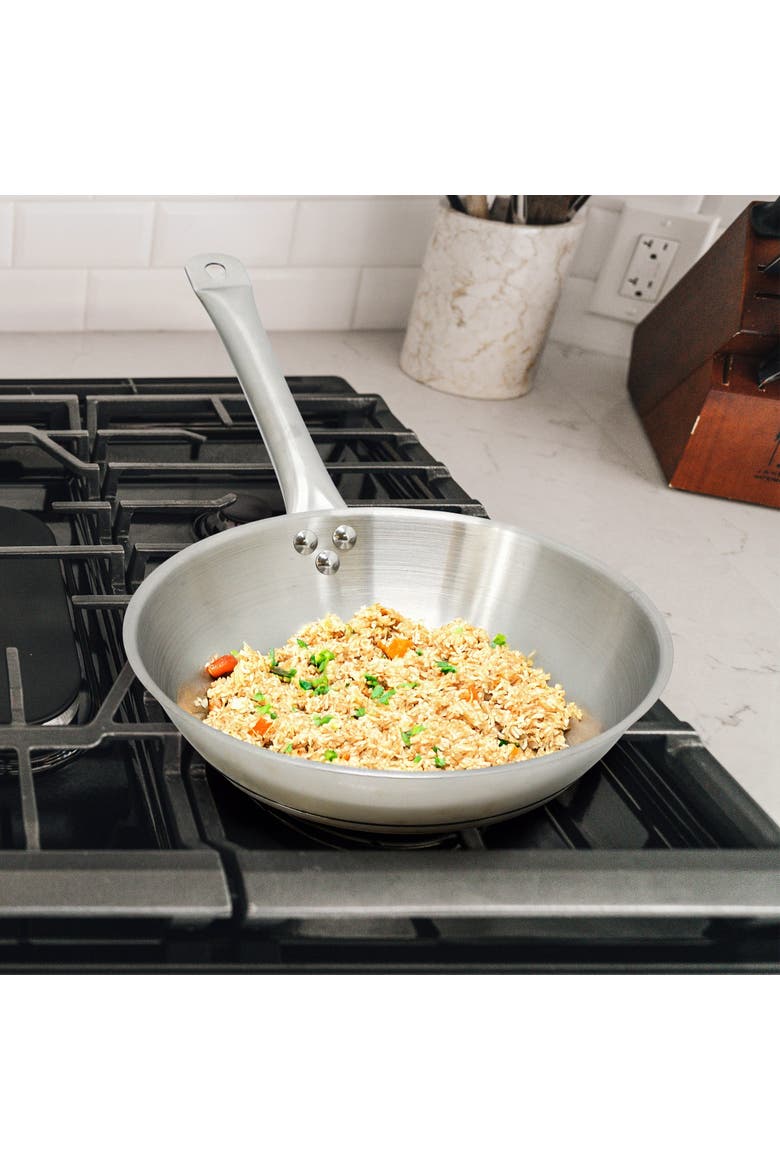 Professional Kitchen 10 Inch Round Stainless Steel Fry Pan, Alternate, color, Silver