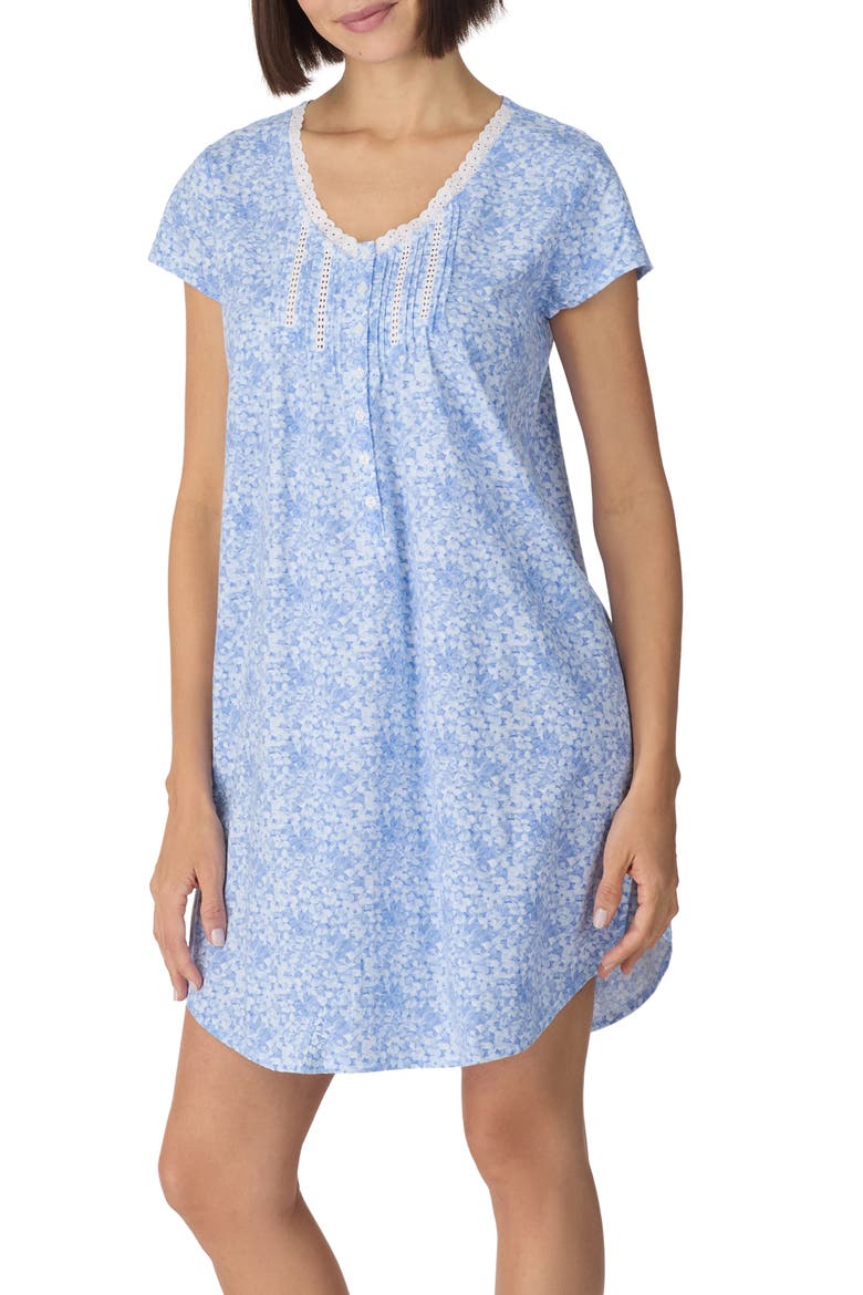 Cotton Jersey Short Nightgown, Alternate, color, BLUE PRINT