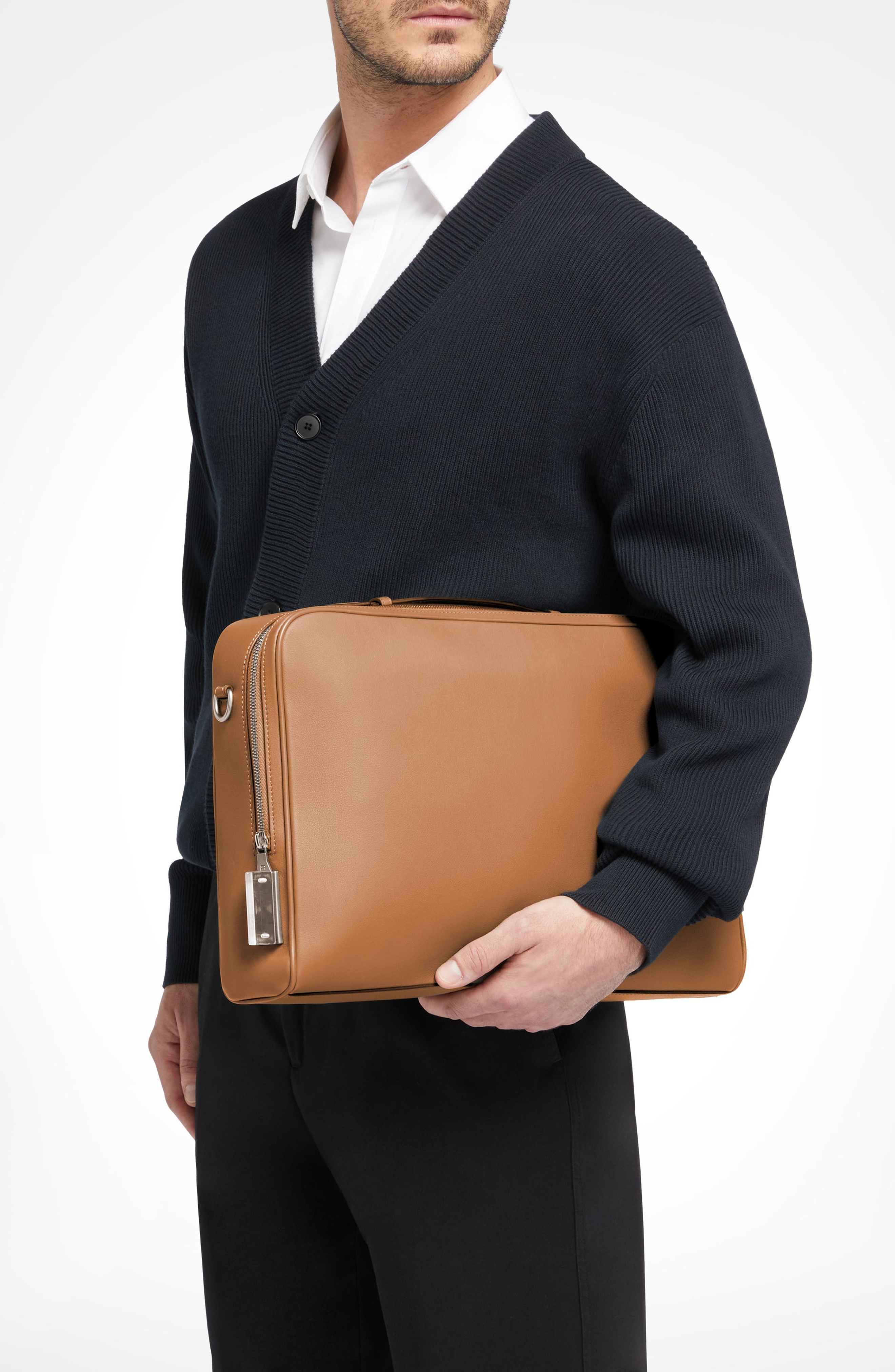 Cristallo Soft Laptop Briefcase, Alternate, color, Walnut