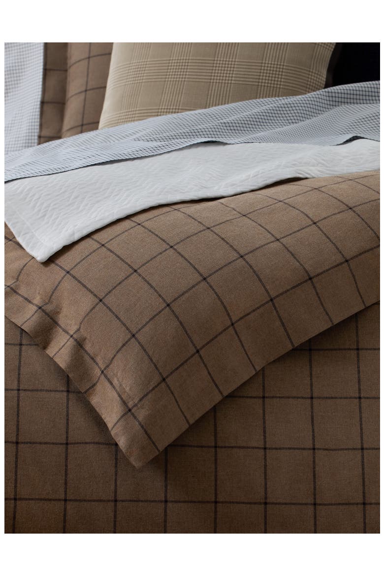 Ledger Windowpane Plaid Cotton Twill Duvet Cover & Sham Set, Alternate, color, CINNAMON