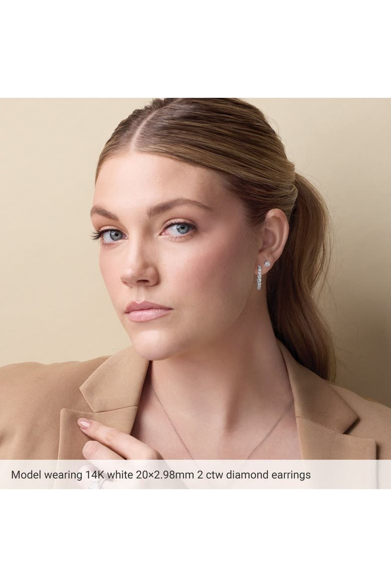 1 CT Lab-Grown Diamond Hoop Earrings in 14K Gold, Alternate, color, White