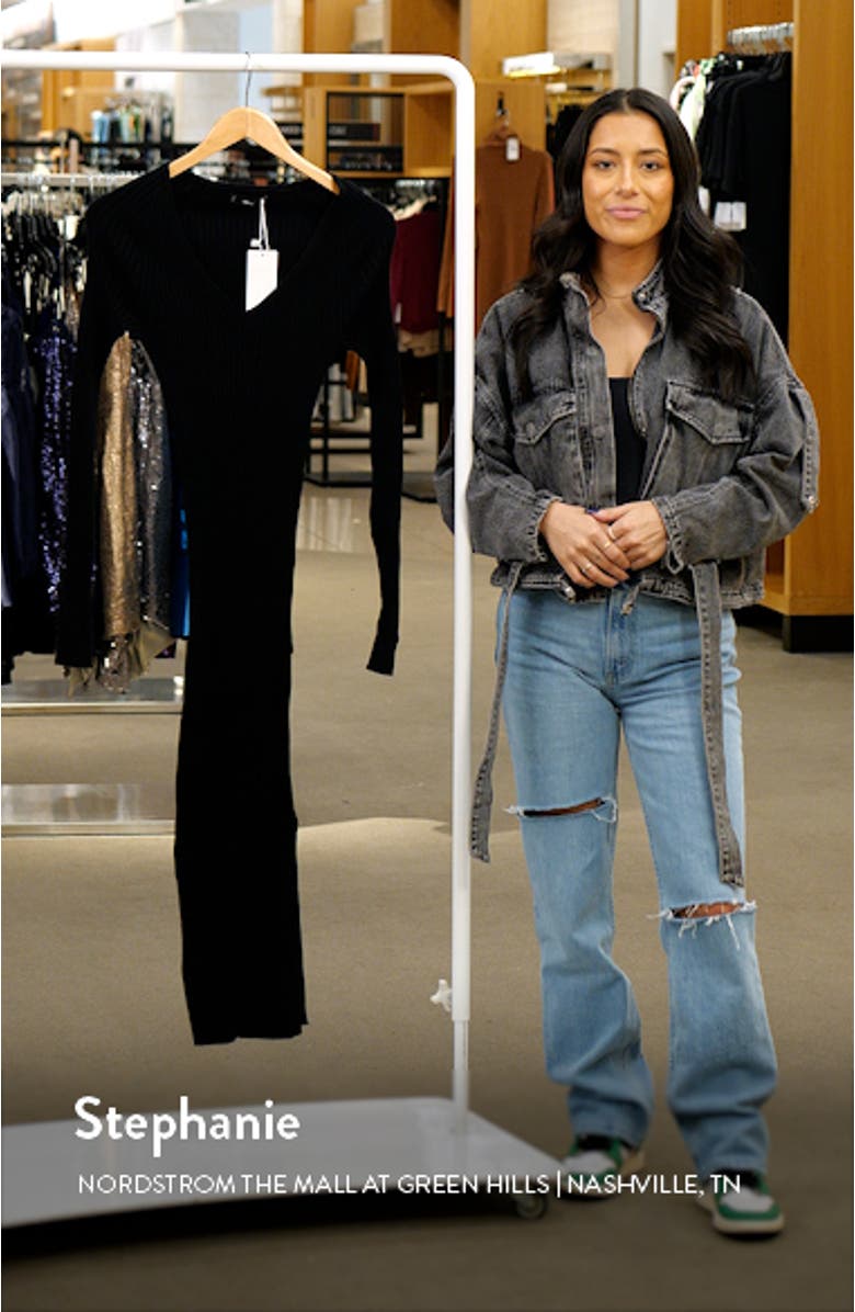 Long Sleeve Ribbed Sweater Dress, sales video thumbnail