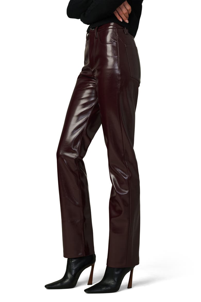 The Patent Coated Faux Leather Pants, Alternate, color, BORDEAUX