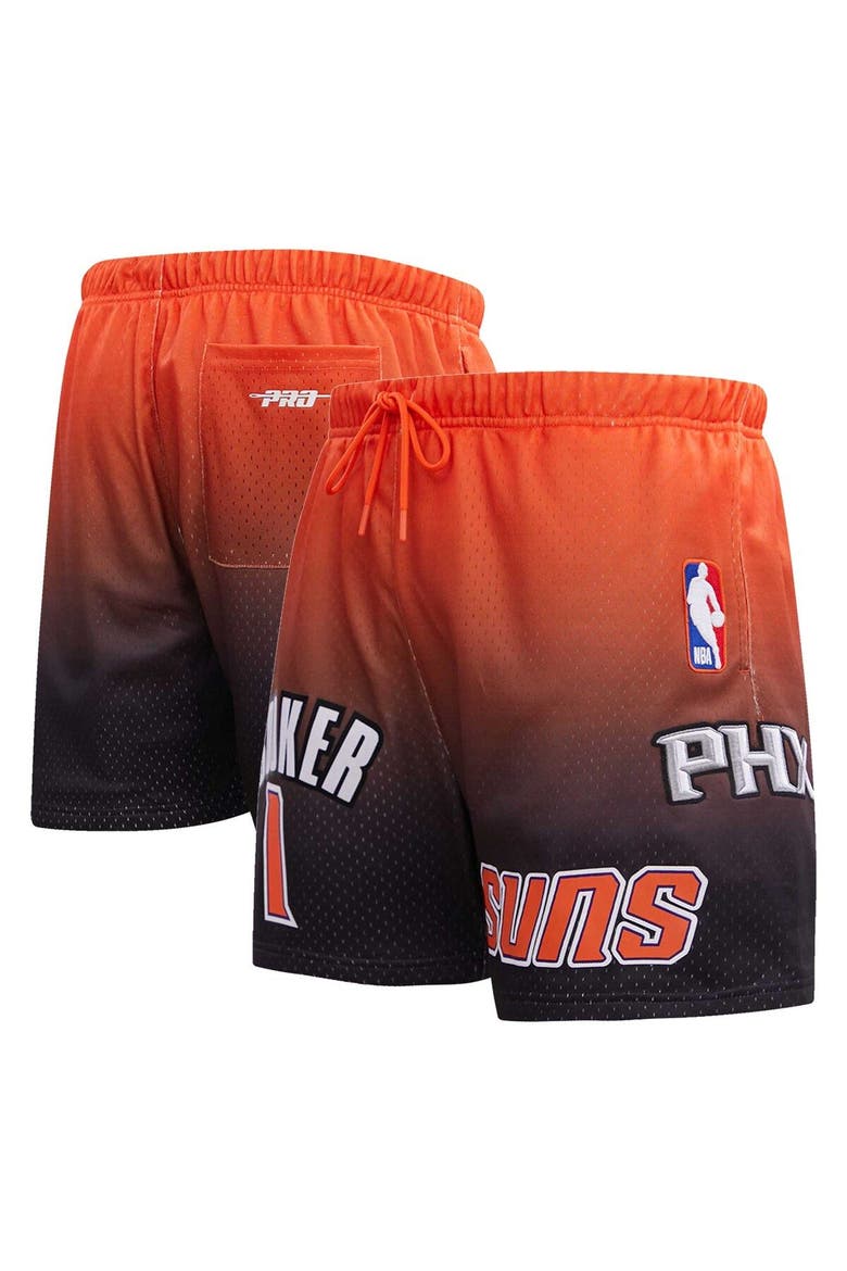 Men's Post Devin Booker Black/Orange Phoenix Suns Ombre Name & Number Shorts, Main, color, Black