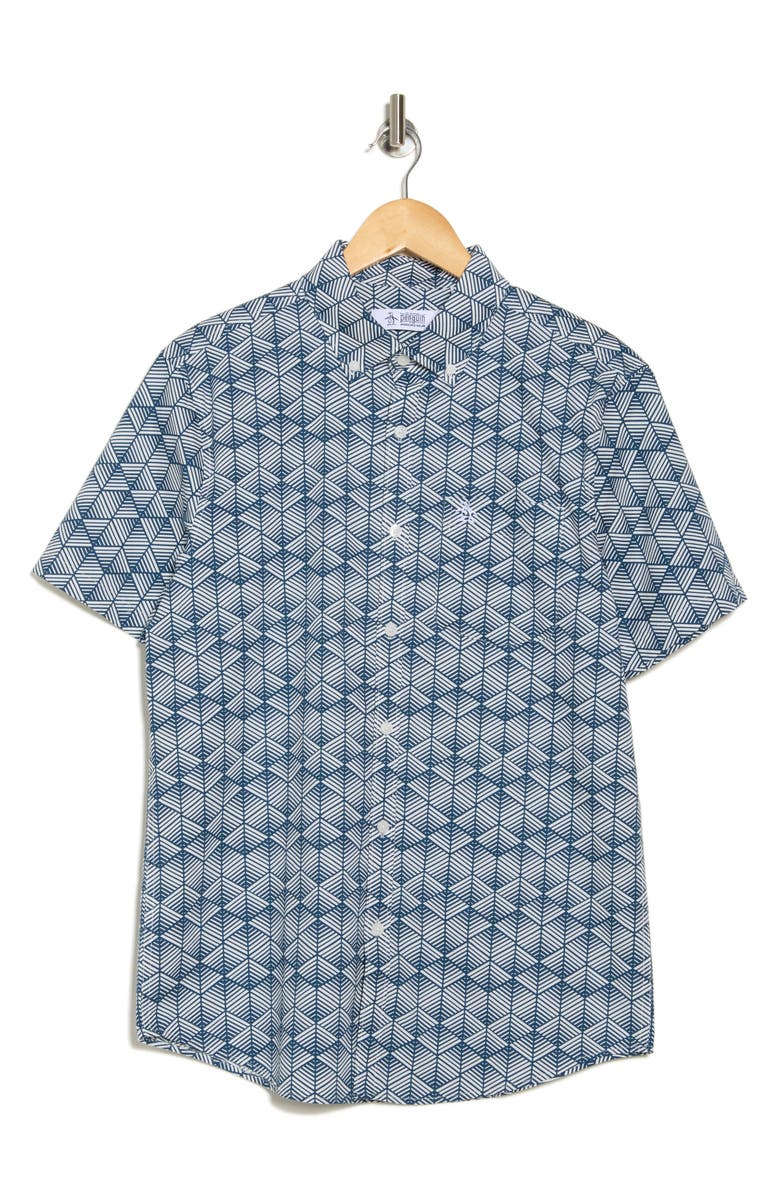 Original Penguin Short Sleeve Cotton Poplin Button-Up Shirt, Alternate, color,