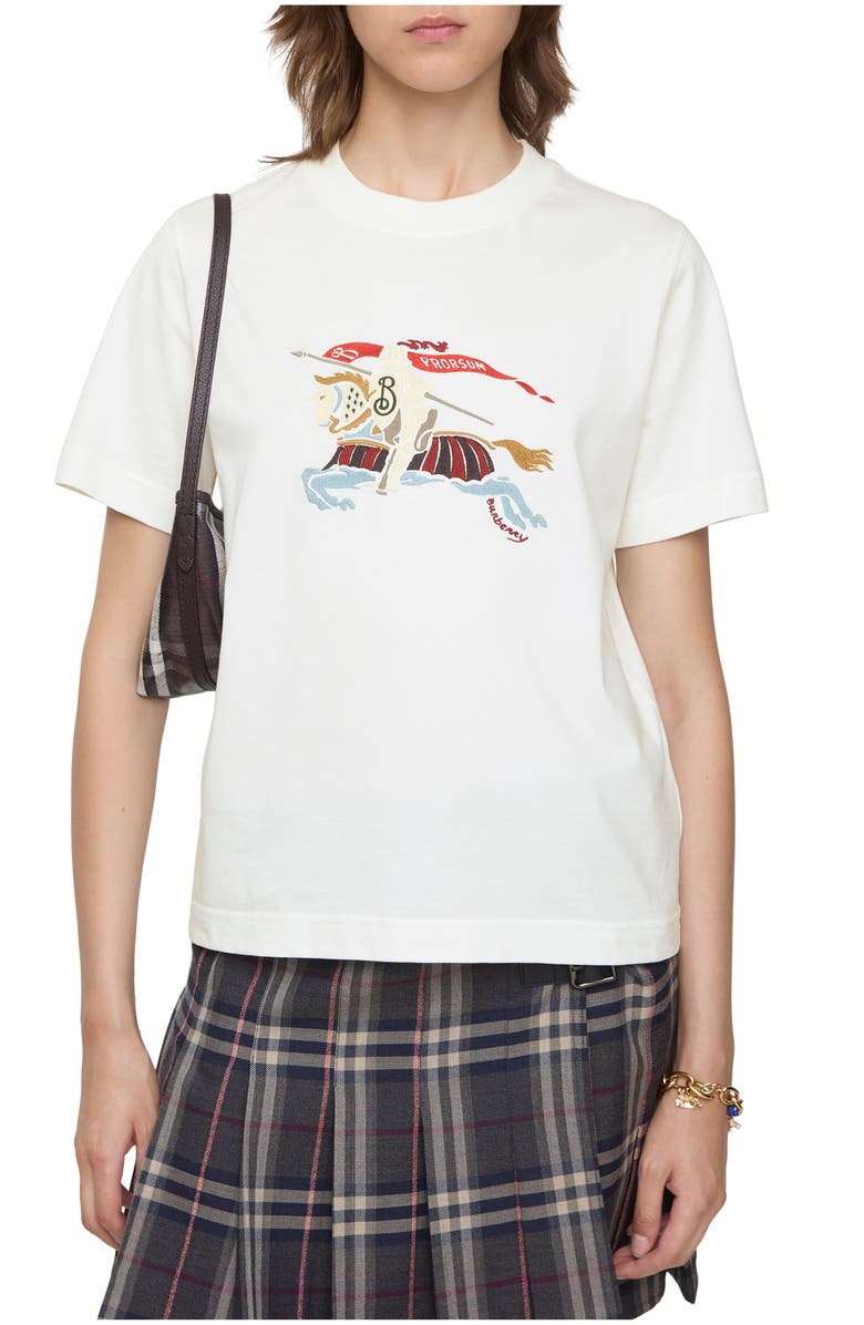 Burberry Knight Cotton T-shirt, Main, color, Chalk White