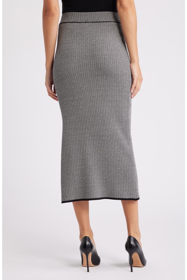 Chevron Pattern Knit Pencil Skirt, Alternate, color, ANNE BLACK/ ANNE WHITE