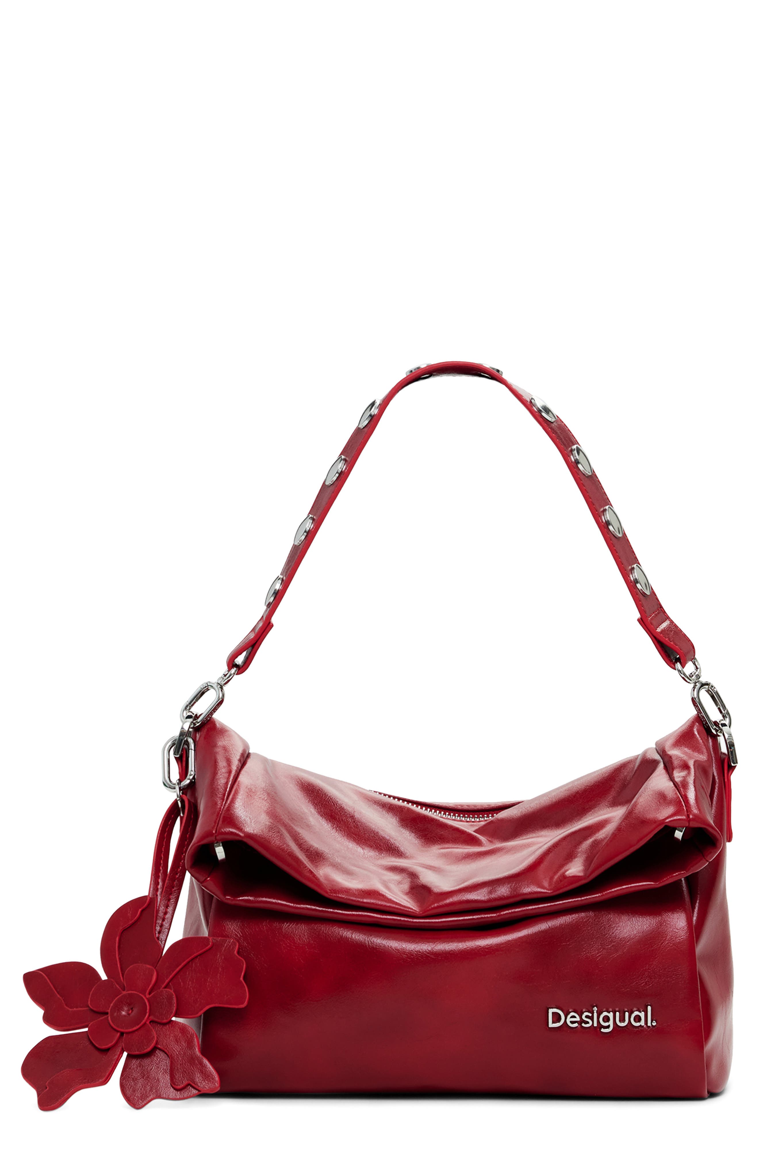 Desigual Faux Leather Shoulder Bag, Main, color, Red