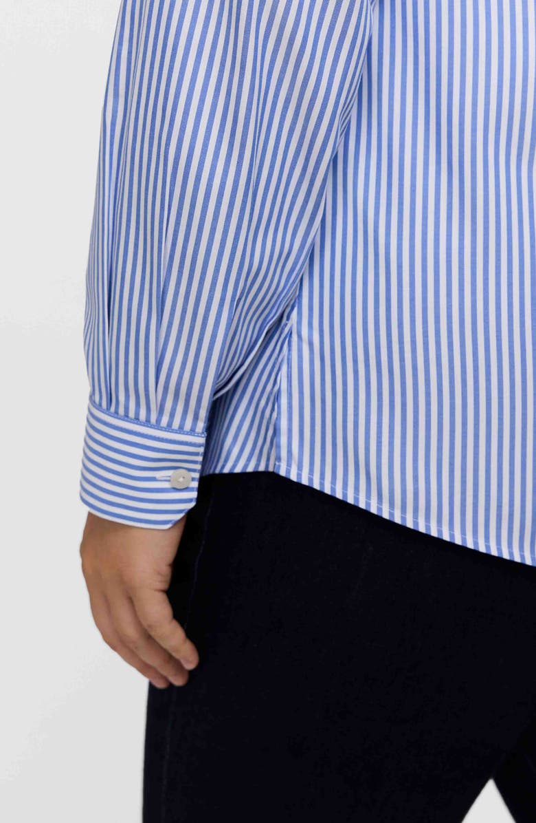 Foxcroft Dianna Stripe Cotton Button-Up Shirt, Alternate, color, Powder Blue/ White