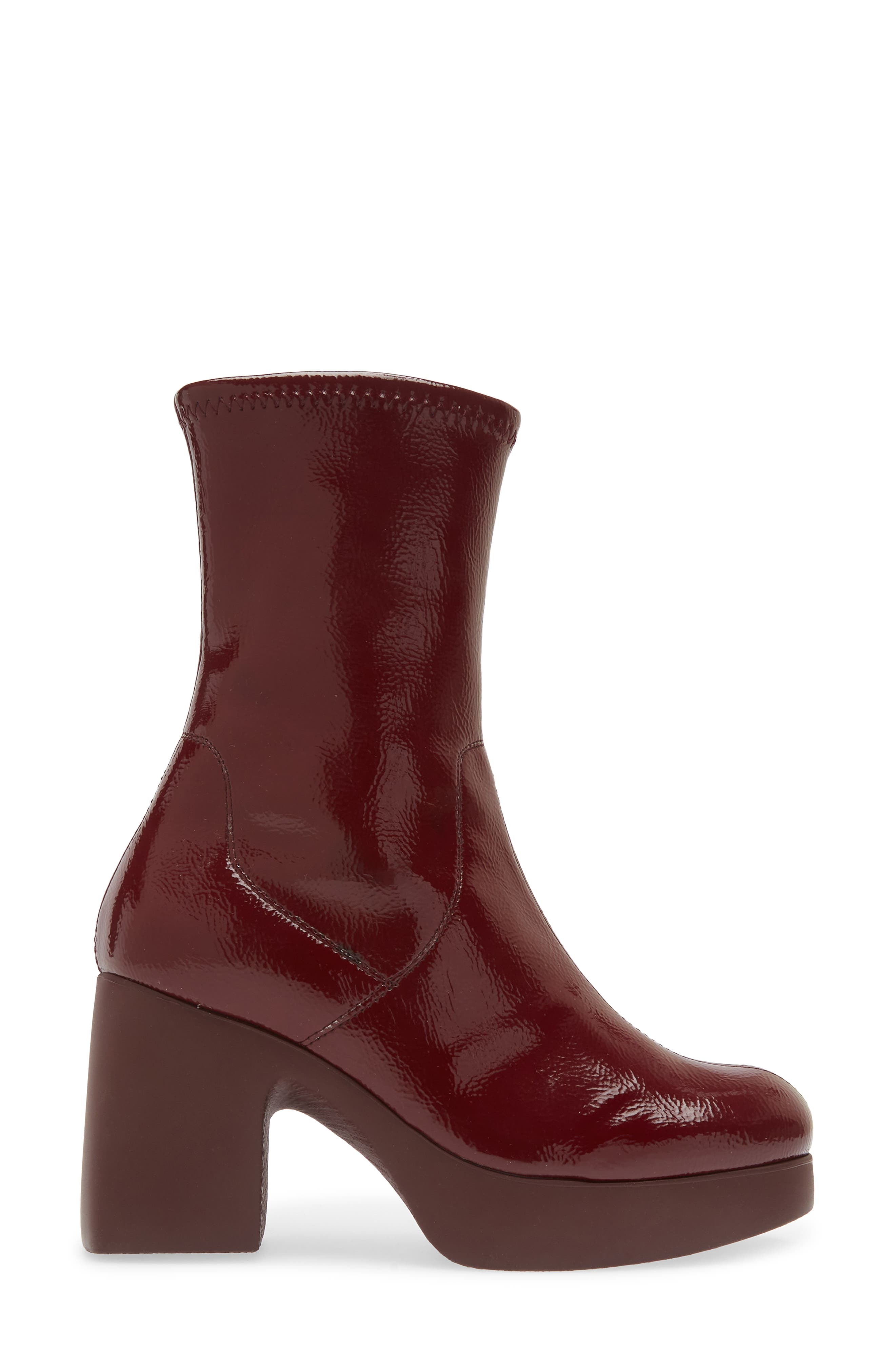 Platform Bootie, Alternate, color, BURGUNDY PATENT