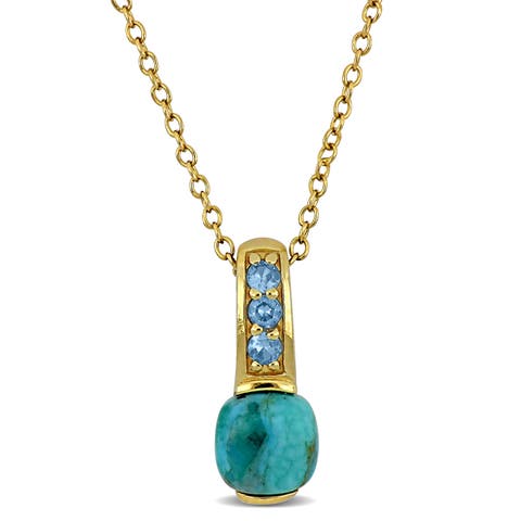 Turquoise & Cubic Zirconia Pendant Necklace