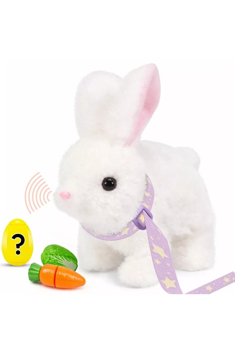 Interactive Easter Plush Bunny Toy Set with Spinner Egg, Main, color, White