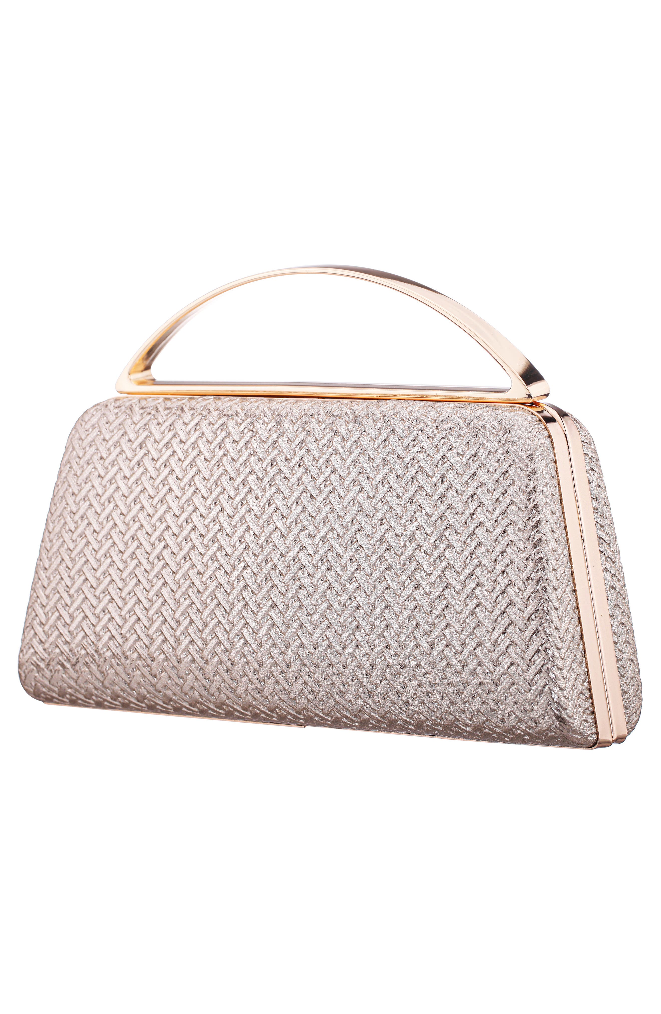 Genesis Woven Faux Leather Clutch, Alternate, color, LIGHT GOLD